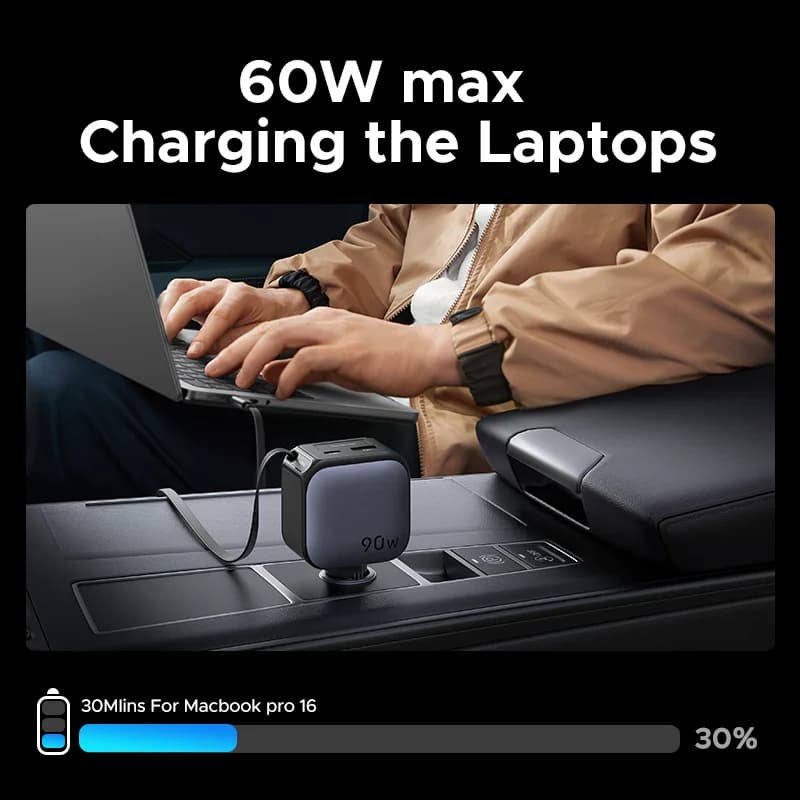 Автомобильное зарядное устройство USB-C 145W со встроенным кабелем