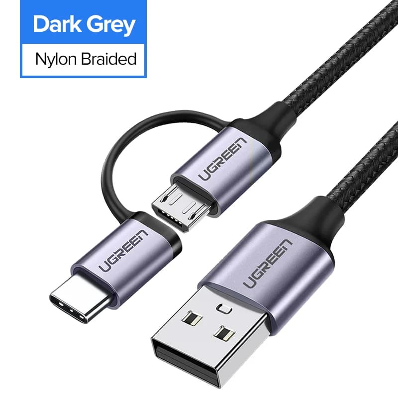 Кабель быстрой зарядки 2-в-1 USB-C и Micro USB
