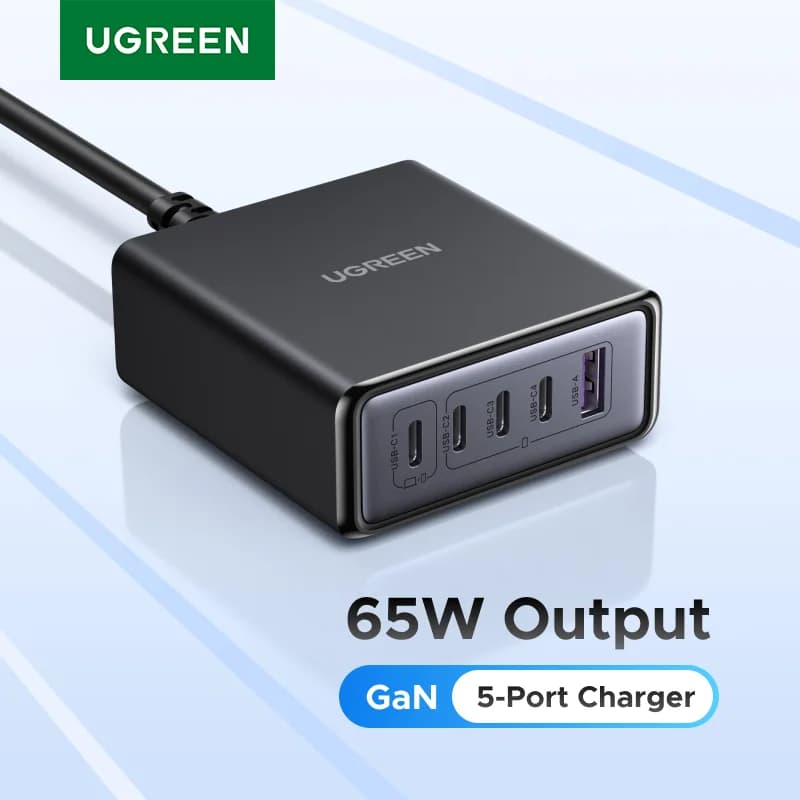 Настольное зарядное устройство GaN 65W-100W, 5 в 1, с PD и QC