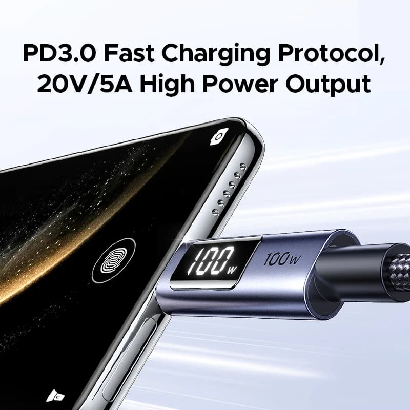 Кабель USB-C на USB-C, 100W PD с цифровым дисплеем