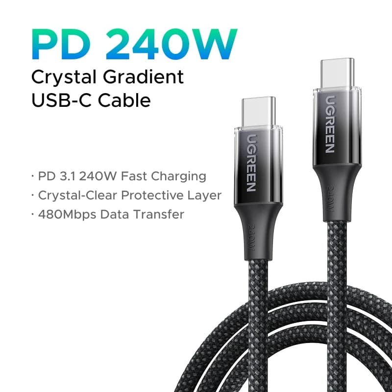 Плетеный кабель быстрой зарядки USB-C 240 Вт