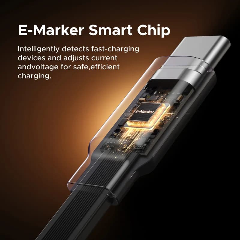 Втягивающийся кабель USB-C — USB-C для быстрой зарядки, 100 Вт