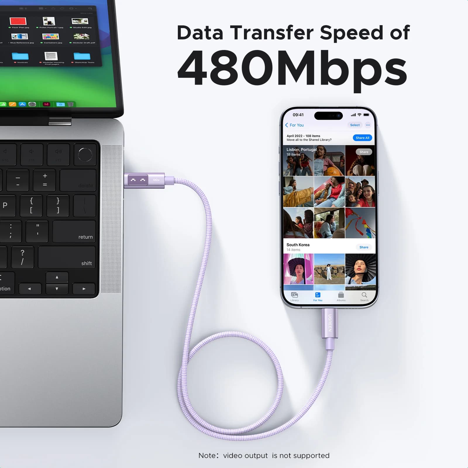 Кабель USB-C на USB-C, 100 Вт PD, разноцветный