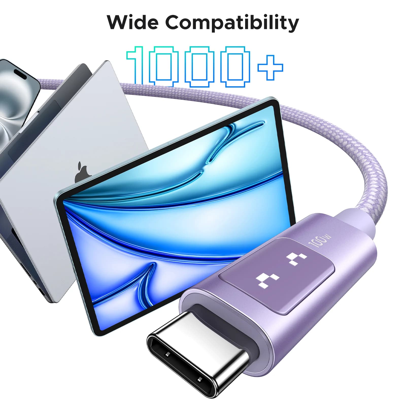 Кабель USB-C на USB-C, 100 Вт PD, разноцветный
