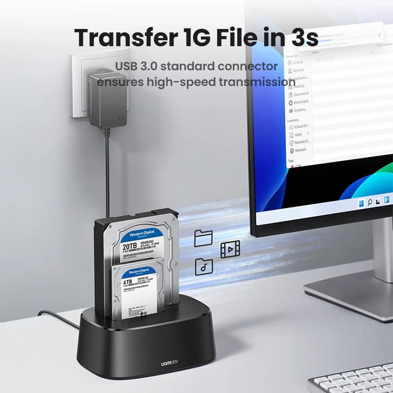 Двухсекционная док-станция SATA – USB 3.0 для HDD