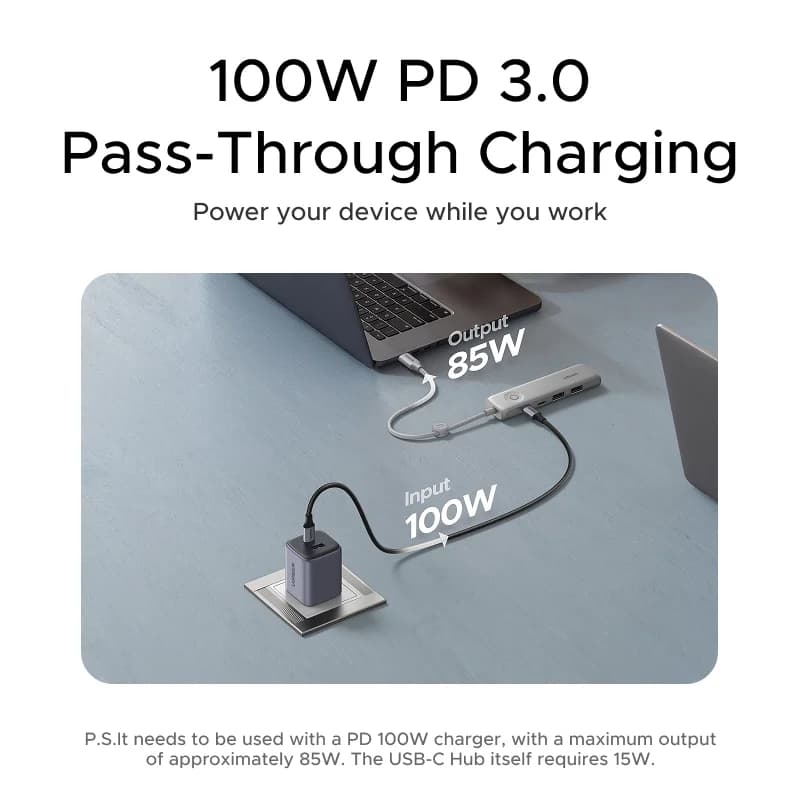 USB-C хаб с HDMI 4K, передачей данных 10 Гбит/с и блокировкой экрана