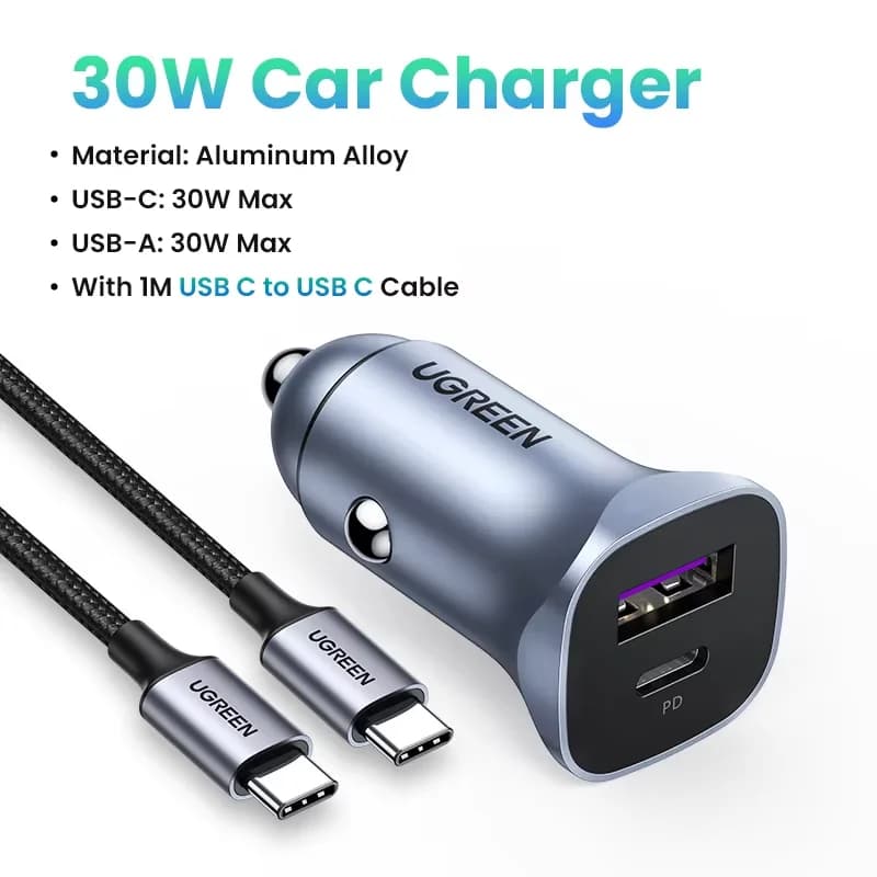 Автомобильное зарядное устройство USB-C с быстрой зарядкой