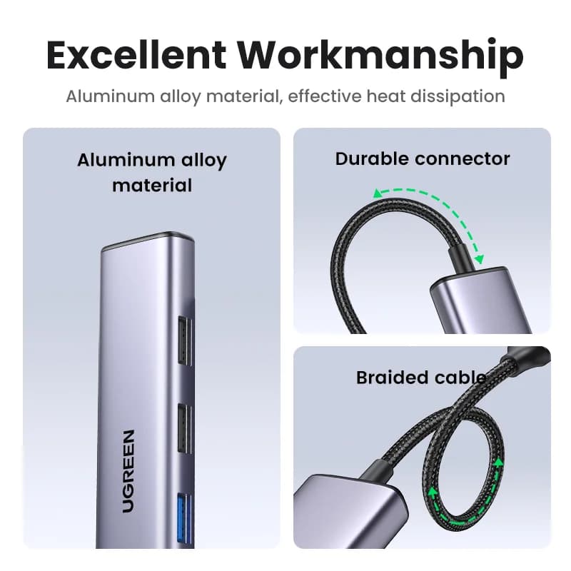USB-C хаб с HDMI 4K, SD/TF и PD 100 Вт