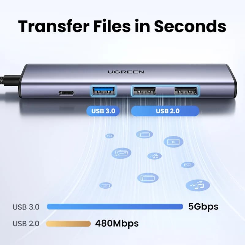 USB-C хаб с HDMI 4K, SD/TF и PD 100 Вт