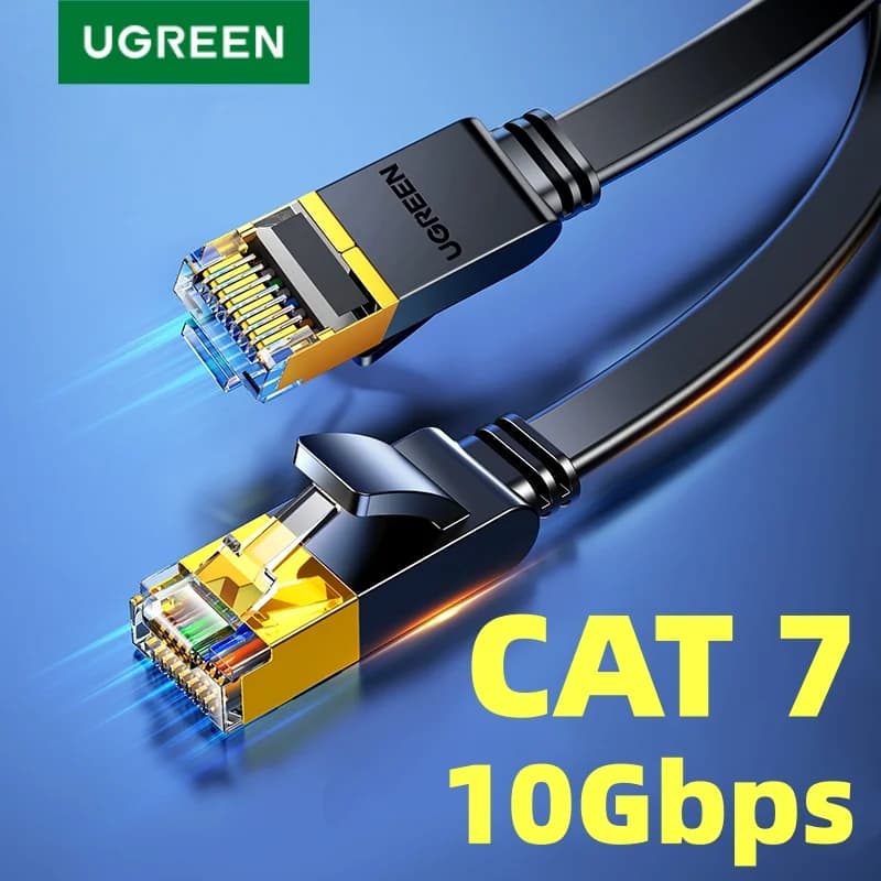 Плоский Ethernet-кабель Cat 7, экранированный LAN провод 10 Гбит/с STP